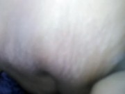 Girl fingers her hairy creamy pussy