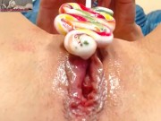 MoonChristine fucks candy wow biggest toy hold by feet 3/16