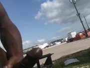 Outdoor bbc cumshot at work