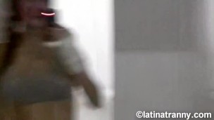 Nikki Montero in a public ladies gym bathroom