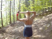 girl is Caught during fucking by a peeper in forest in all 3 holes 16/16