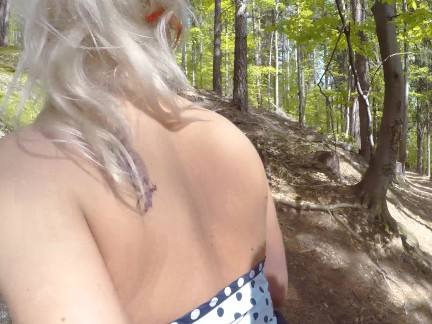 girl is Caught during fucking by a peeper in forest in all 3 holes