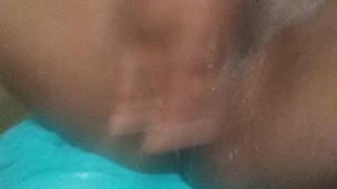 Playing with my juicy pussy until she bust