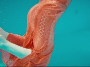 Ginger Girl in Long Red Dress Gets Hairy Pussy Creampie in Swimming Pool 7/16