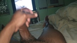 Stroking my big dick to porn part 2