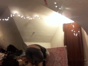 fat white girl buttcrack putting clothes away 2/16