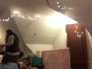 fat white girl buttcrack putting clothes away 5/16