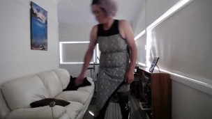 Sharon CD tease, new boots dress and Hair style