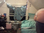 fat white girl buttcrack cleaning and making bed 12/16