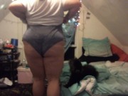 fat white girl buttcrack cleaning and making bed 14/16