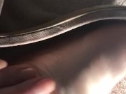 Feet in heels and rubbing on lotion 1/16