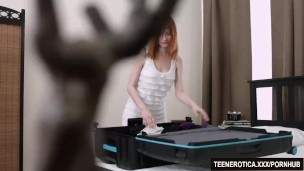 Redhead with Nice Tits Takes a Deep Dicking
