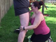 Wife Sucks Cock in the Backyard and Gets Huge Facial 11/16