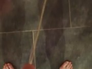 Pissing in the shower. LOTS of pee