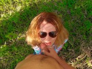 Cum on Ginger Glasses and Hair | Outdoor Blowjob of Redhead Girl 16/16