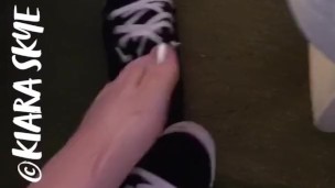 Kiara takes off her sneakers sweaty stinky feet