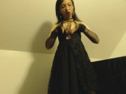 Strip Teasing Young Goth in Fishnets Shows Off and Jiggles her Perfect Ass 3/16