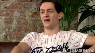 Young British man wanking off hard after the interview