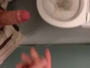 Risky, jerking off and cumming in a public toilet in middle of the day 12/16