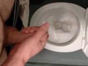 Risky, jerking off and cumming in a public toilet in middle of the day 13/16