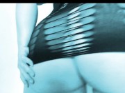 Curvy blonde in short black lingerie striptease 2/16