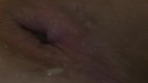  playing with black knot dildo