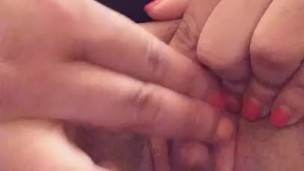 Rubbing my fresh shaved pussy