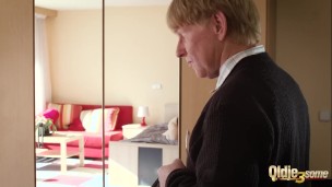 Two  step sisters fuck their grand dad and share his old cock