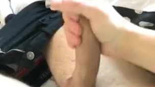 Hairy twink playing with his self