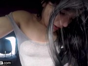 Teen Sadie Blake POV blowjob in a public car
