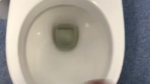 Cumming in public bathroom
