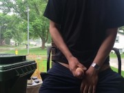 Jerking out outside and cumming 16/16