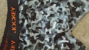White boy cumming on camo boxers