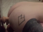 Wife two cocks fantasy with dildo play