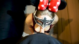 Oooooh boy! Minnie Mouse MILF sucks cock dry and swallows