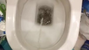 Peeing in messy bathroom