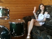 Dildo Riding on DRUMS! Drummer doesnt know about it :) 1/16