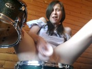Dildo Riding on DRUMS! Drummer doesnt know about it :) 15/16