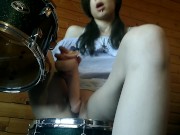 Dildo Riding on DRUMS! Drummer doesnt know about it :) 16/16