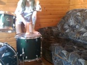 Dildo Riding on DRUMS! Drummer doesnt know about it :) 2/16