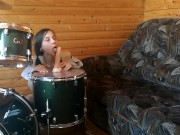 Dildo Riding on DRUMS! Drummer doesnt know about it :) 4/16