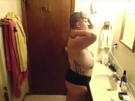 Fat MILF Voyeur Head Shave with Dancing and Smoking