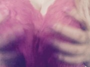 Blonde in pink lingerie plays with curves and talks dirty to you 1/16