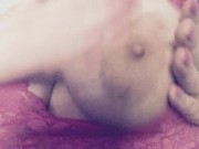 Blonde in pink lingerie plays with curves and talks dirty to you 3/16