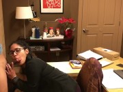 Office slut finishes him off in her mouth 2/16