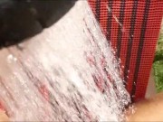 piss games public outdoor peeing on cock pussy pissing and gets a shower