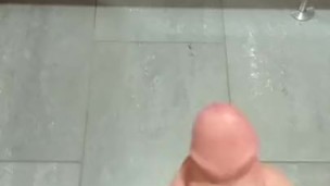 Big cumshot at public toilet
