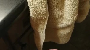 Rubbing my cum out in the mirror