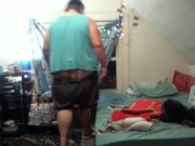 buttcrack cleaning up - shorts are too big 6/16