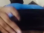 Black ebony BBW smoking in mask rubbing pussy